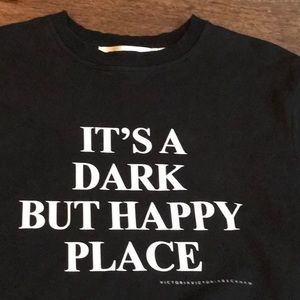 VVB Victoria Victoria Beckham black sweatshirt it’s a dark but happy place M